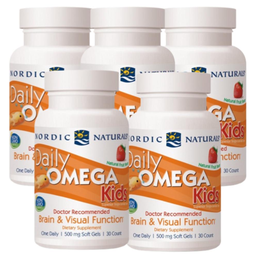 Nordic Naturals Daily Omega Kids 340 mg EPA 170/DHA 120 Natural Fruit Flavor 30 Softgels 5 Set of 5 pcs 30 Tablets