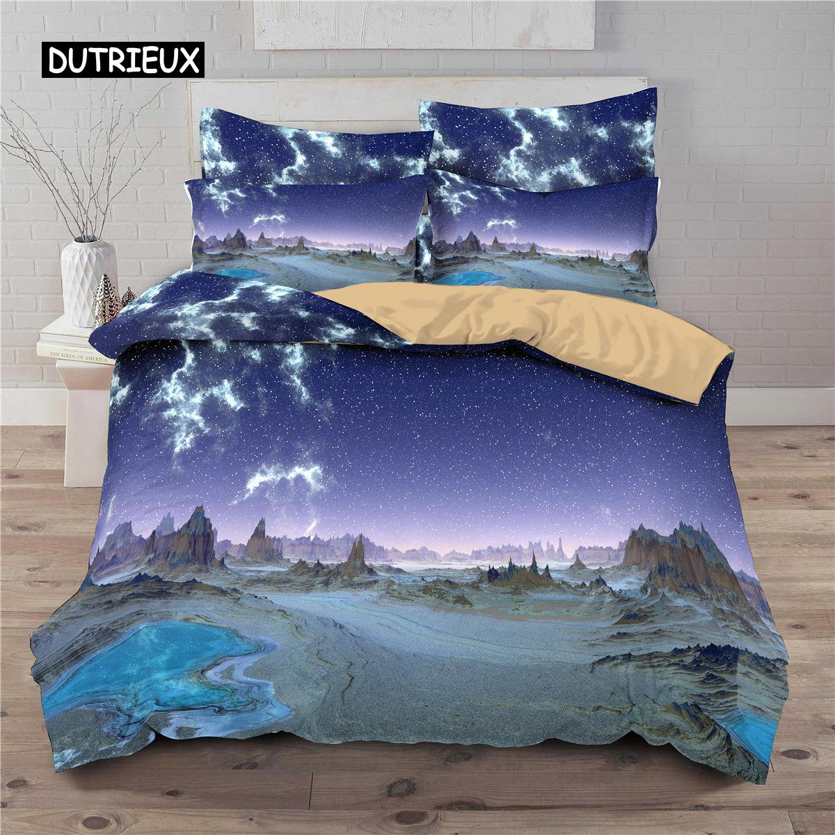 

Microfiber Purple Ocean Waves Sunrise Duvet Cover Set King Size Natural Scenery Bedding Landscape Print EU single(135x200cm)