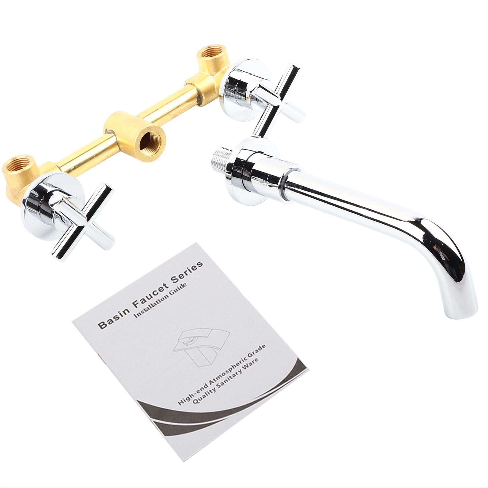 

Brass Basin Hot and Cold mixing Tap Concled Bathroom Sink Faucet Mount on Wall Sliver