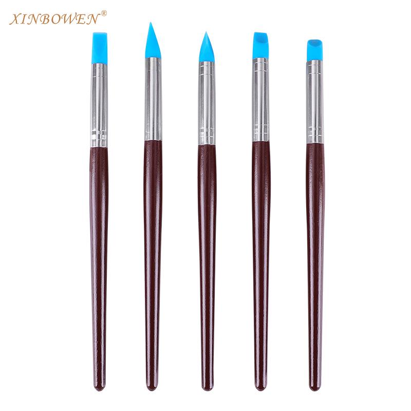 5-Piece Soft Tip Silicone Pottery Clay Tools Set for Mark and Fingerprint Removal