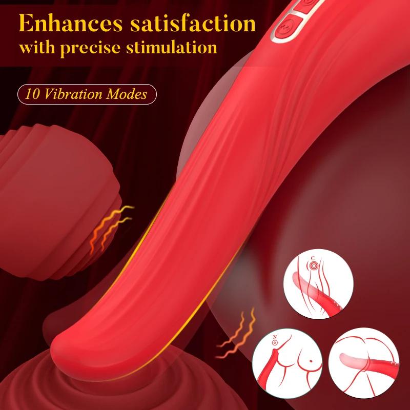 Sucking Tongue Vibrator G-Spot Nipple Clitoris Stimulator 2 in 1 Tongue Vibrating Dildo Female Masturbator Adult Products