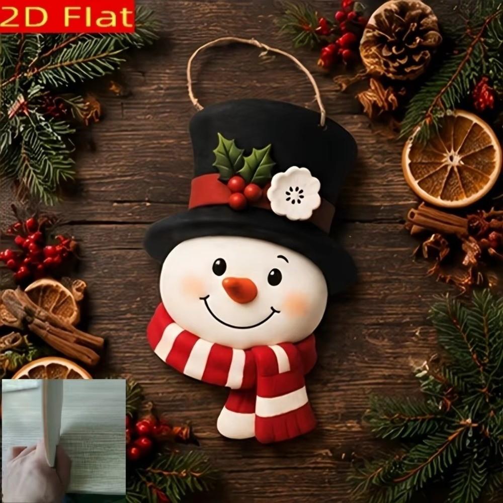 2D Flat Wooden Christmas Wall Decor Rural Style Christmas Snowman Ornament  Christmas Wall Decor