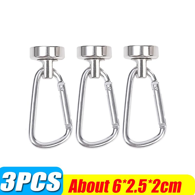 1/3/6pcs Strong Neodymium Magnetic Hook Heavy Duty 360° Rotatable Carabiner Magnet Hooks Home Kitchen Bathroom Hanging Hangers