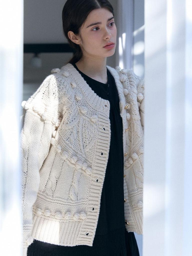 FABRICSEOUL Wool Pompom Knit Cardigan_Ivory