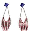 1 Pair Independence Day Tassel Drop Earrings Red Blue Rhinestone Sparkling Stud Earrings USA