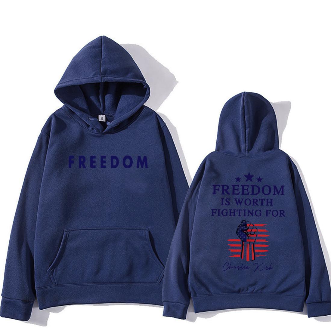 

Is Worth Fighting for Freedom Charlie Kirk Hoodie Men Women s new harajuku clothes fashion Fleece Long sleeve Hip Hop streetwear 3XL