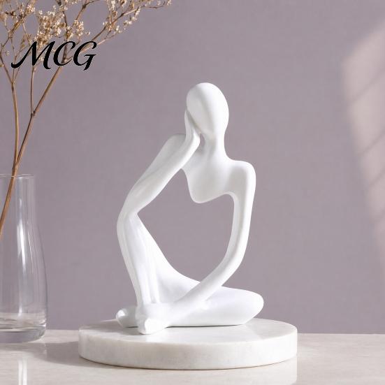 Minimalist Art Statue Thinker Statue, Modern Abstract Sculpture, 3D Printed Home Office Decoration Collectible Figurine for Bookshelf Desktop