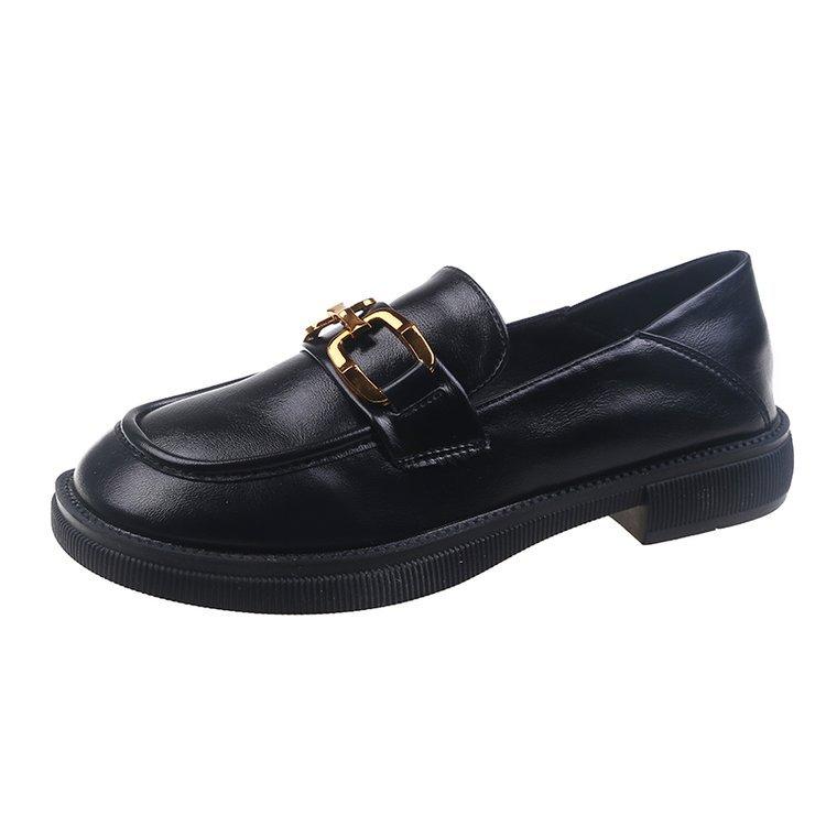 Soft-soled loafers women's one-pedal spring 2025 new flat-soled single shoes black retro British style small leather shoes