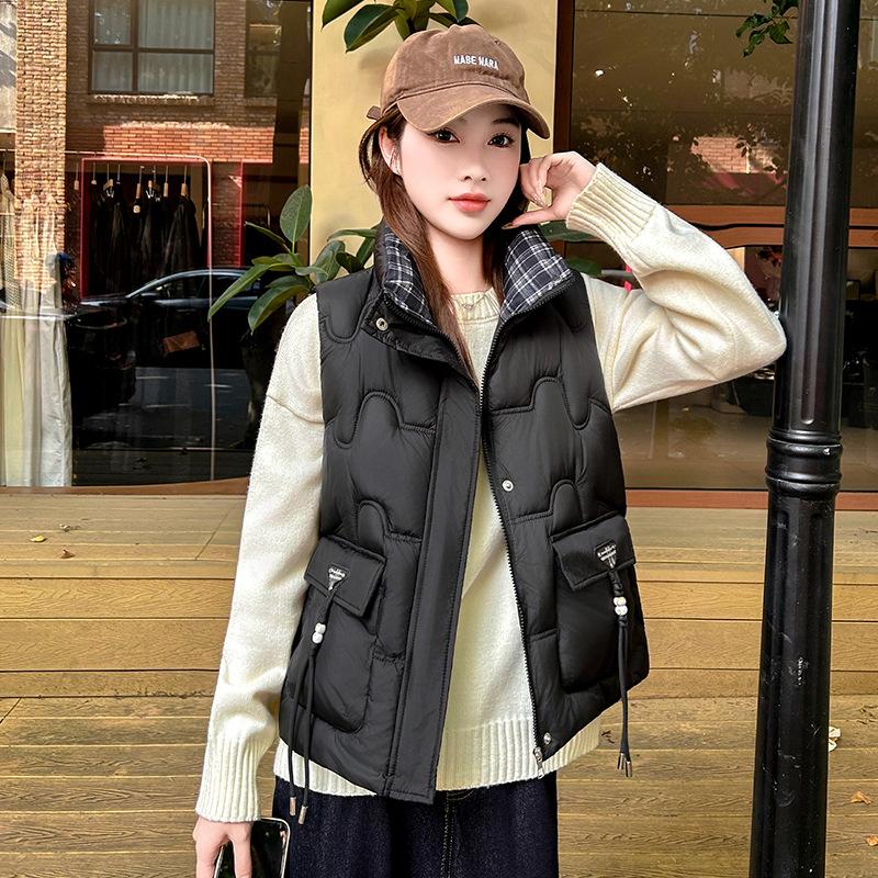 Modische lässige vielseitige kurze kleine Daunen-Baumwollweste Damen neue Jacke verdickte Baumwollweste