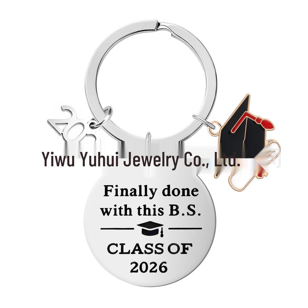 2026 Graduation Inspirational Stainless Steel Keychain Pendant