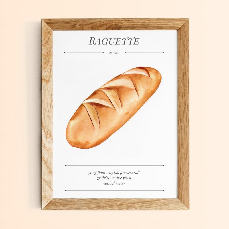 Kitchen Food Bread Croissant French Bakery Recipes Art Poster Canvas Painting Wall Prints Picture for Living Room Home Decor