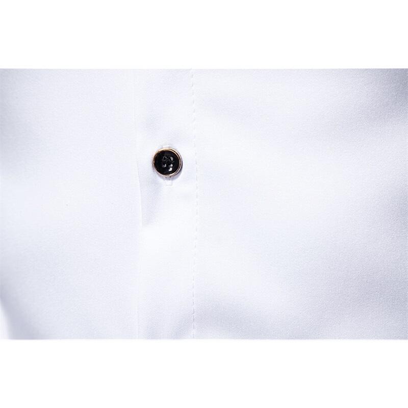 Camisa de Manga Larga Bordada para Hombre de Primavera Casual Sólida con Cuello Mao Camisas Masculinas Estilo Corte Europeo Fiesta Discoteca