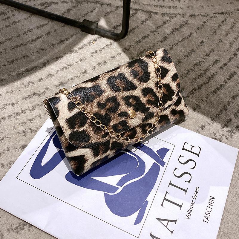 Dámská taška, nová malá ledvinka s leopardím vzorem, trendy módní řetízek, taška přes rameno na mobilní telefon, módní taška přes rameno.