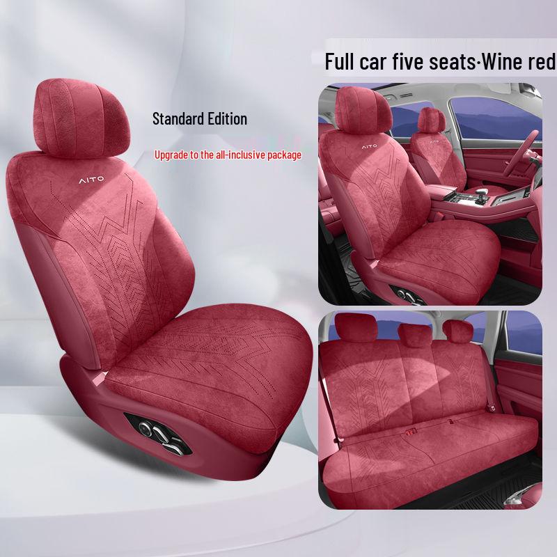 AITO M5/M7/M8/M9 Car Seat Covers with Suede, Ventilated, Breathable Saddle Pad, Half-Wrap Cushion