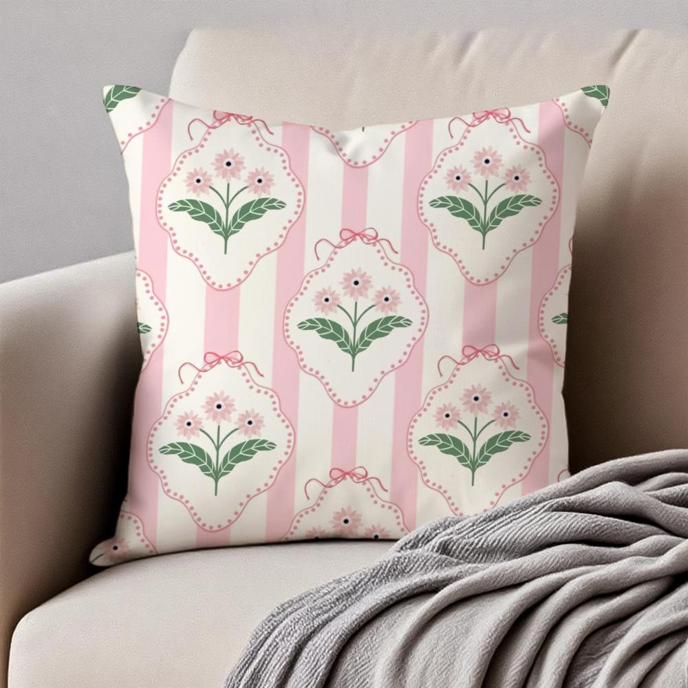 Tea Break Floral Cushion Cover Pillowcase Antidustmite Invisible Zipper Short Plush Sofa Cushion