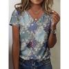 Summer Women's 3D Printed V-Neck T-Shirt Fashion Versatile Breathable Trend Casual