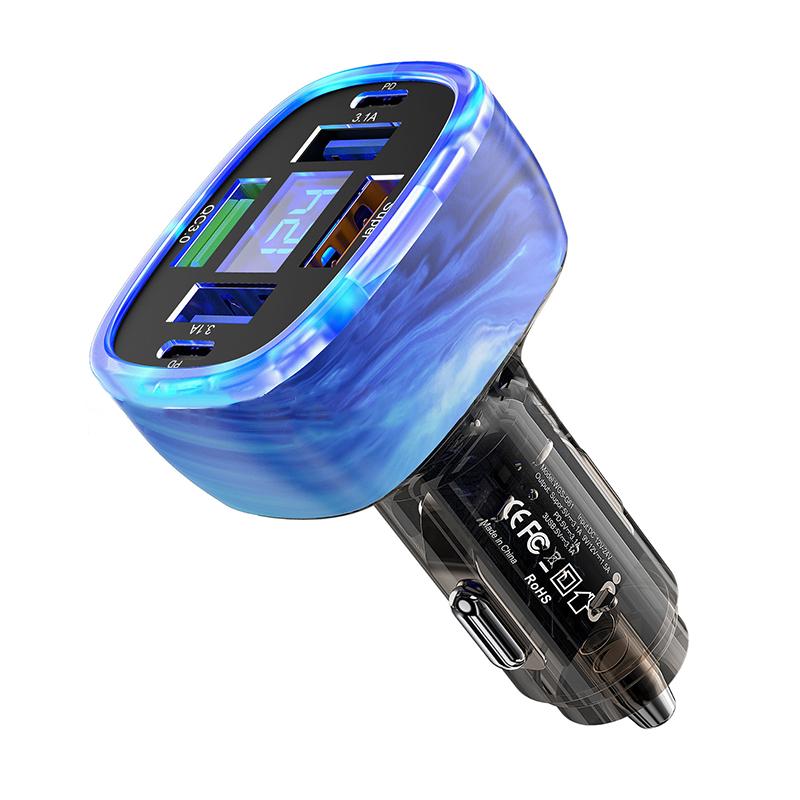 

Автомобильное зарядное устройство с 6 портами и светодиодным дисплеем напряжения питания для iPhone, для Samsung, Huawei, Xiaomi, с быстрой зарядкой PD для путешествий