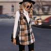 Women's Plaid Woolen Lapel Vest Suit Coat