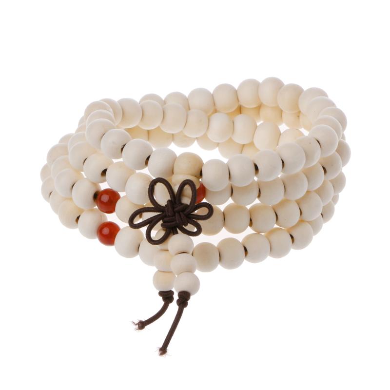 Natural Sandalwood 8mm Beads Bracelets 108 Wood Beads Buddha Prayer Jewelry