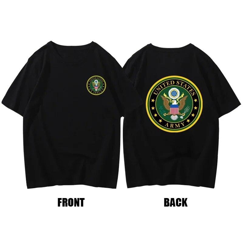 Свободная футболка с круглым вырезом и печатью армии США двусторонние футболки в стиле милитари крутая футболка Camisetas с креативным узором 2XL 2228₽