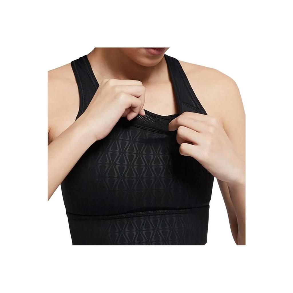 Nike Medium Support Breathable Padded Printed Sports Tank Top Women Tops Black DM0554-010