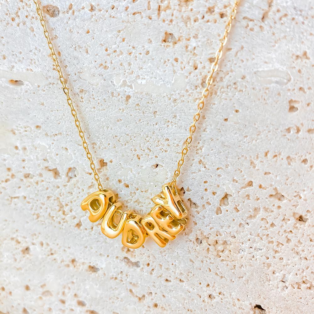 EMANCO Women's Name Necklace Gold-plated 3D Bubble Letter Customized High-end Jewelry New Year Gift for Her