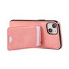 For iPhone 15 Case Card Holder Kickstand Leather+TPU Phone Cover with Shoulder Strap