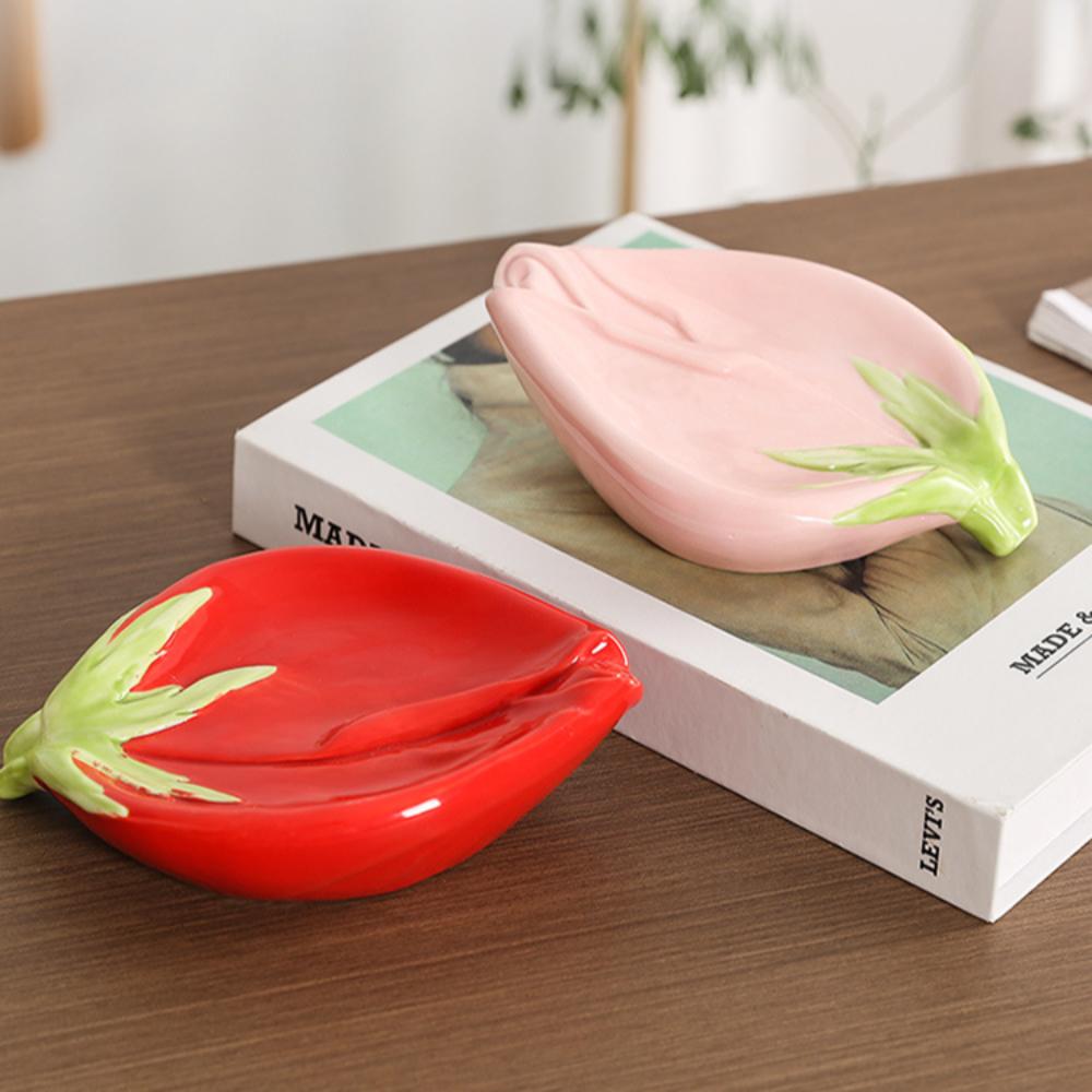 

Ceramic Roseleaf Soap Dish Quick Drain Soap Box Fashionable Drain Soap Case Bathroom