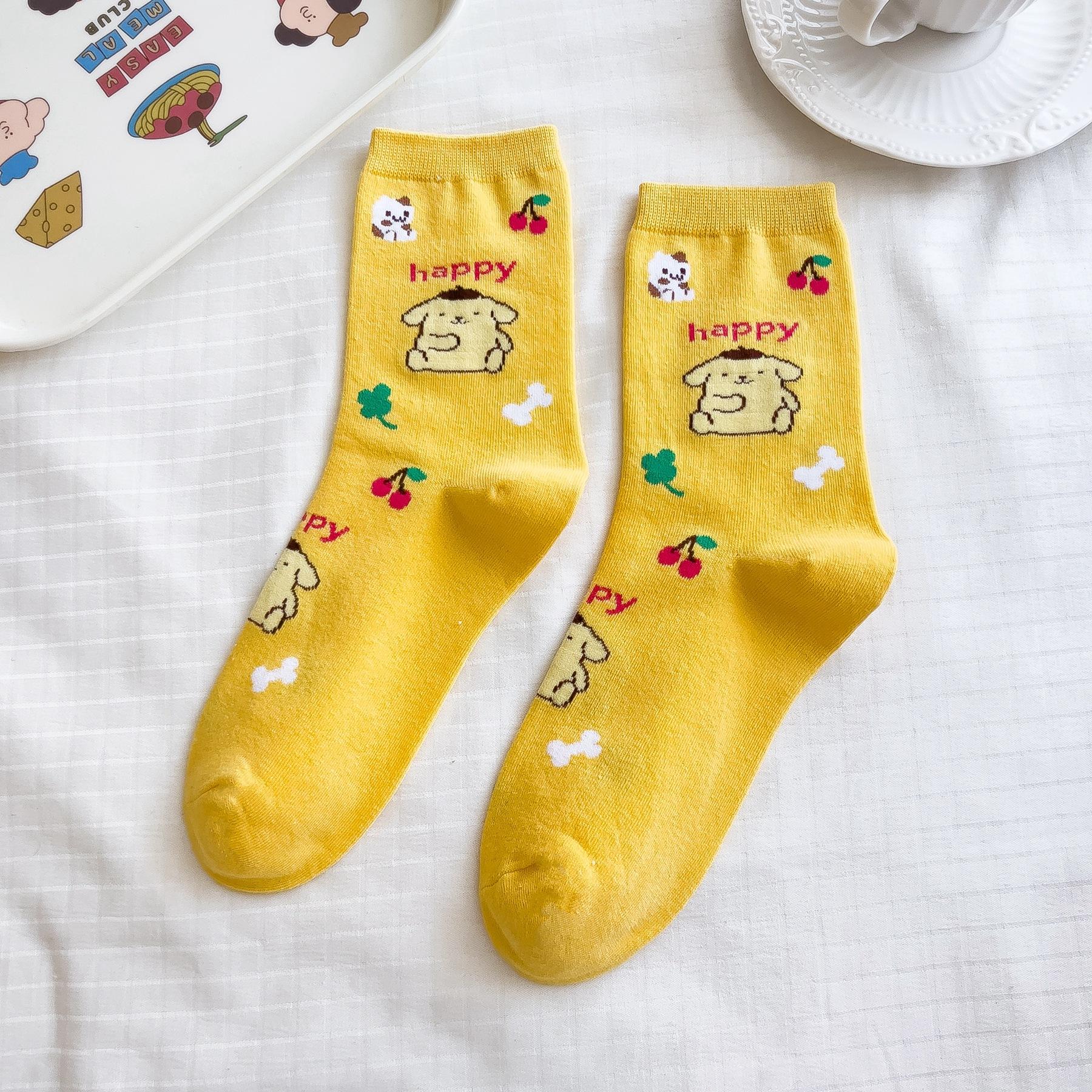

Sanrio Mymelody Cinnamoroll Pom Pom Purin Шкарпетки середньої довжини Вставки для повітропроникності Мінімалістичний дизайн Шкарпетки для відпочинку та спорту Подарунки для дівчат Чарівні 34-40size