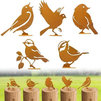 Ornament Metal Birds Statue Rustic Style Outdoor Garden Decor New Iron Art Birds Outdoor Garden