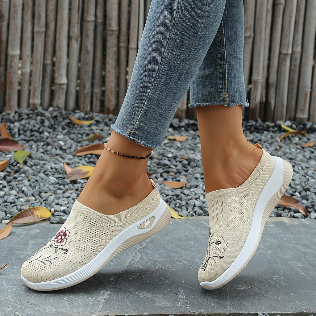 Easy Slip-On Lazy Slides Chinese Style Mesh Upper Shoes Spring Summer Outdoor Home Casual, Women Shoes(The Sizing Runs Big)
