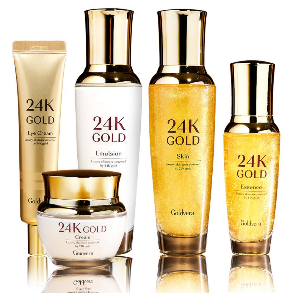 

[Gold Vera] 24K Gold Skincare 5-Piece Set, Anti-Wrinkle, Whitening, Firming, and Moisturizing