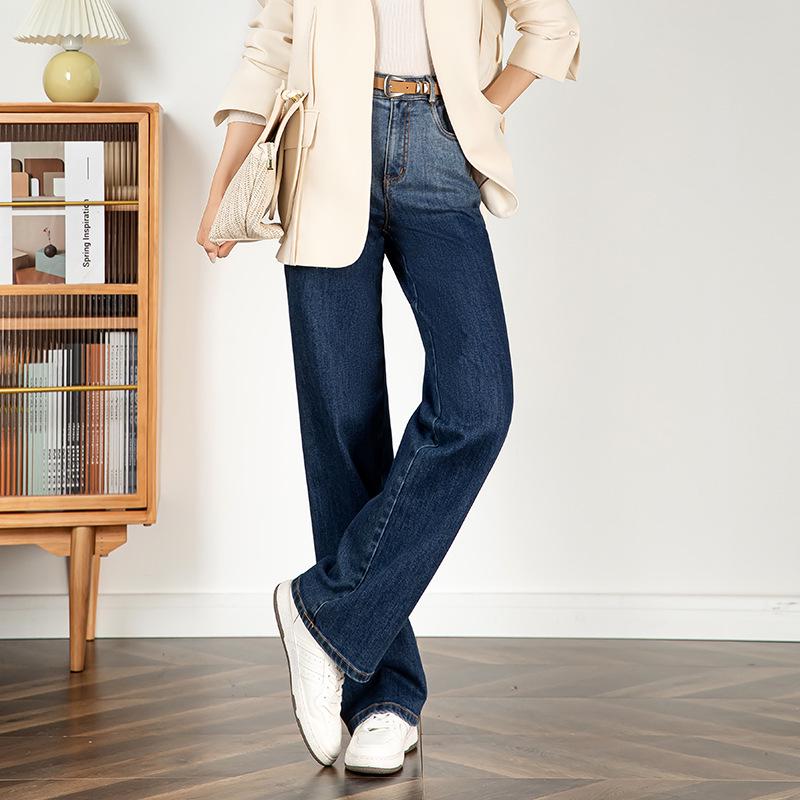 Spring 2026 Women s High-Waist Tie-Dye Wide-Leg Jeans with Gradient Contrast (Style 8019) 33 синий