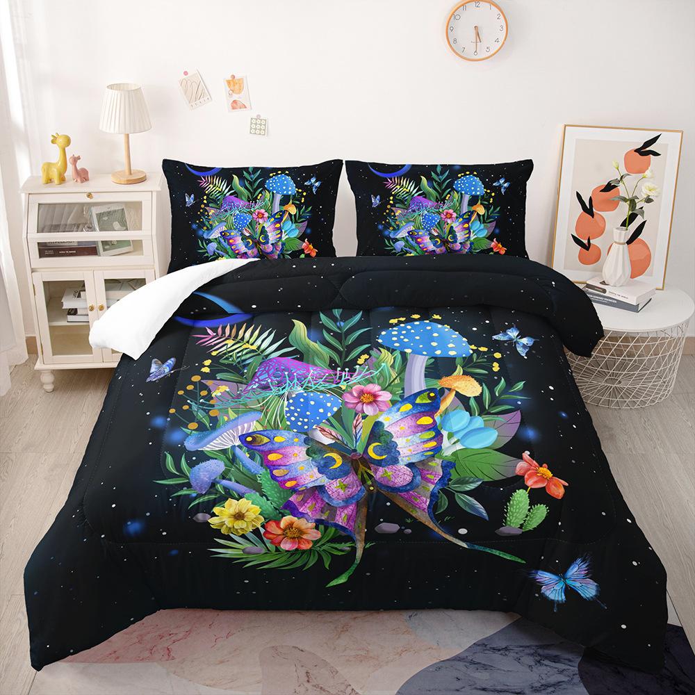 Dreamy Colorful Mushroom Bedding Set Print Polyester Duvet Cover Single Twin Queen King Size for Home Decoration Birthday Gift