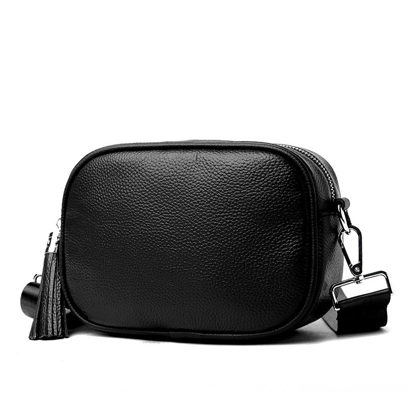 

Женская черная сумка кроссбоди с кисточками, овальная плечевая сумка из текстурированной кожи 20*8*14cm чёрный