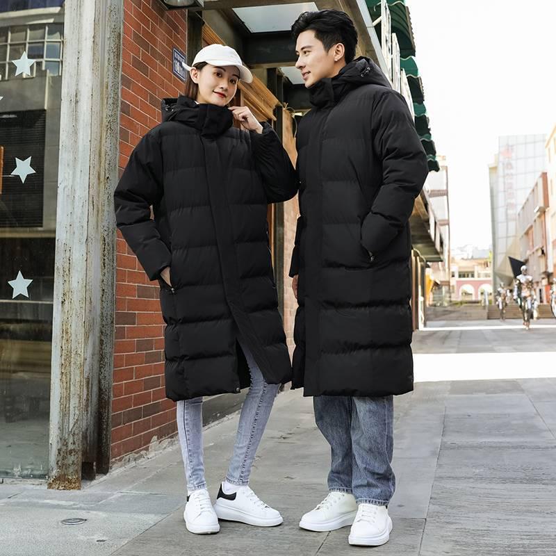 Men s Over-the-Knee Cotton Padded Sports Coat for Winter Training with Printed Logo XL чёрный