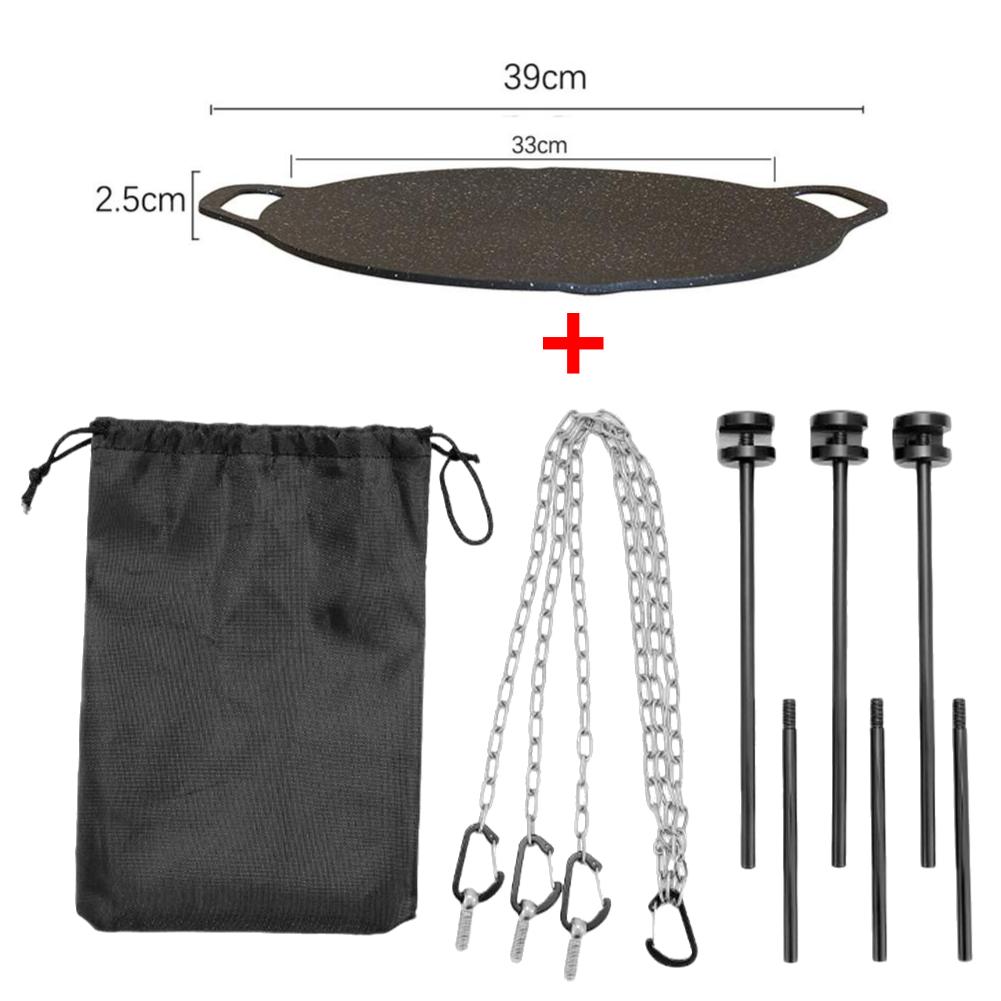 38cm/36cm/34cm Oil Frying Baking Pan Non-stick BBQ Grill Pan Multi-purpose for Outdoor Camping Kitchen Bakeware Household Tools