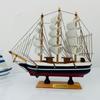 24cm Wooden Sailboat Model Mediterranean Decor