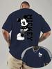 T-shirt Stampata Double Face Mickey Mouse Disney Co-Branded Uomo Estate Nuova Harajuku Oversize Larga Casual Manica Corta