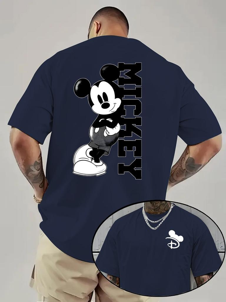 T-shirt Stampata Double Face Mickey Mouse Disney Co-Branded Uomo Estate Nuova Harajuku Oversize Larga Casual Manica Corta