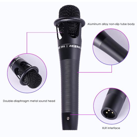 E300 Condenser Microphone Professional High Fidelity Portable Handheld Recording Microphone with Audio Cable for Live Streaming