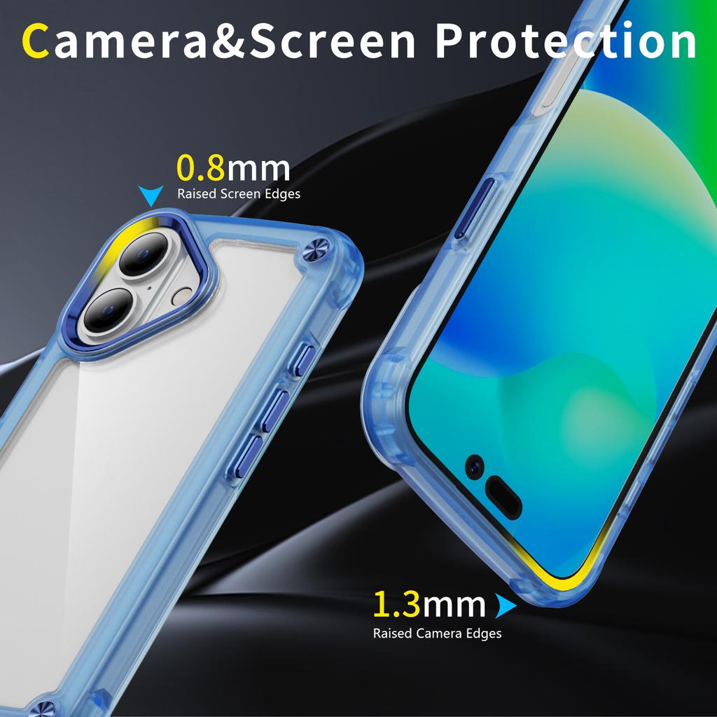 For iPhone 16 Case Anti-drop TPU Frame Clear PC Back Cover