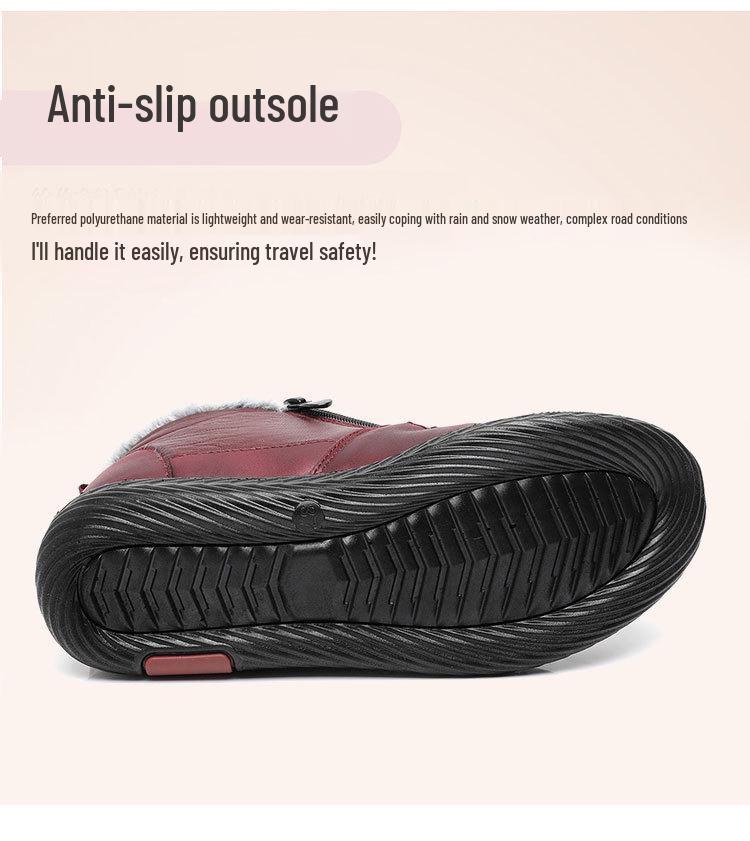 2023 Damen Winter Warme Samt Baumwolle Schneestiefel mit Rutschfesten Weichen Sohlen für Mittelalte und Ältere