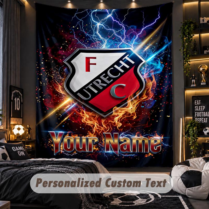 TapestryFC Utrecht Custom Name Text Personalized Wall Hanging Tapestry Home Wall Decor