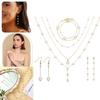 Lightweight French Pearl Necklace And Earring Set With Geometric Design For Elegant Women