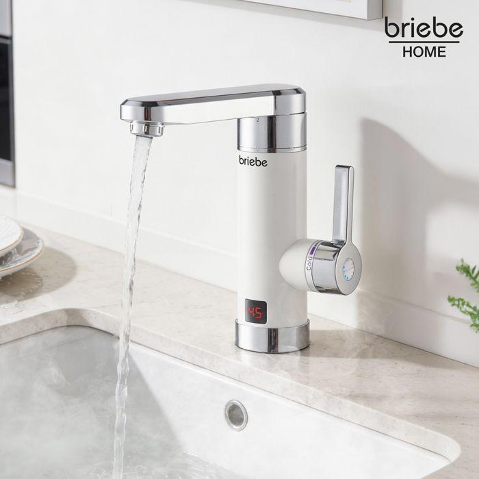 Robinet Chauffe-eau Instantané à Poser, Eau Chaude Immédiate Inox, Camping Briebe IH1204 3600W Acier inoxydable