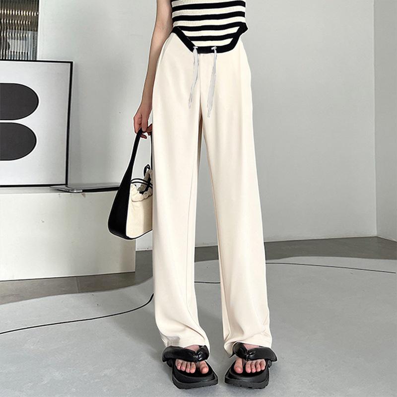 Drawstring Straight-Leg Maternity Pants, Spring/Autumn Style - Casual Wide-Leg Long Suit Trousers XL абрикосовый