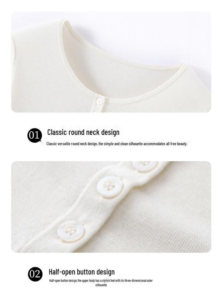 2026 Spring/Summer V-neck Yangzi Gauze Pure Wool Knitwear: Korean-Style Women's Comfort Base Layer Top