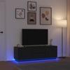 TV Stand with LED Lights Black Oak Effect 160.5x41x50 Cm