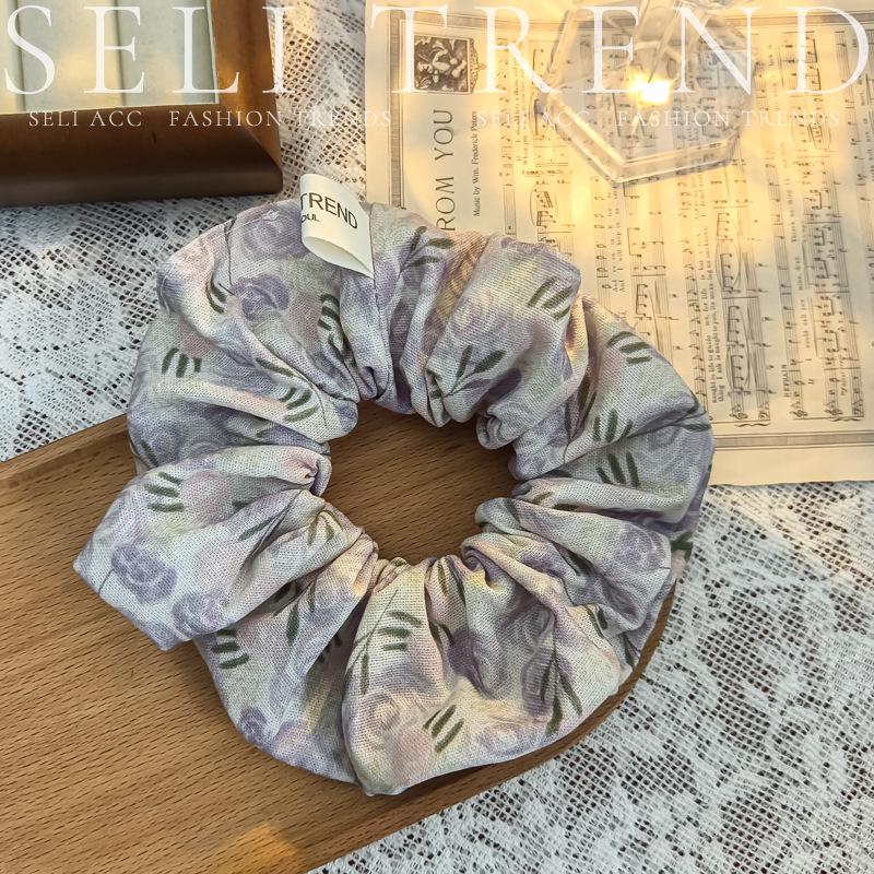 Elegant Floral Lace Hair Tie: Japanese-Korean Design in French Hollow Style, Color Blocked for Women
